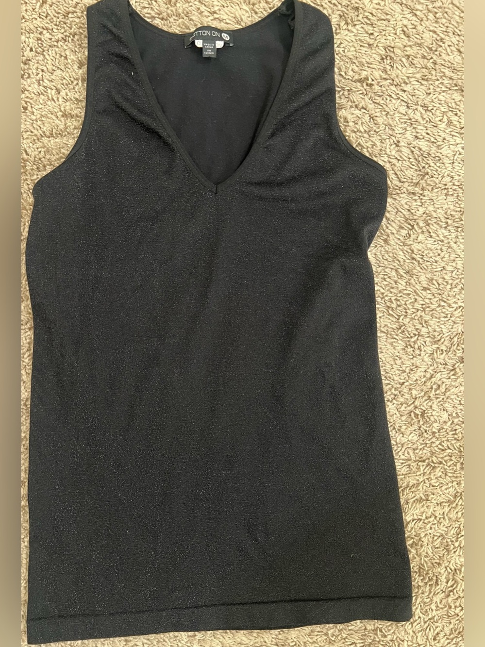 Cotton On Black Shimmer Sleeveless Tank Top – Size Medium